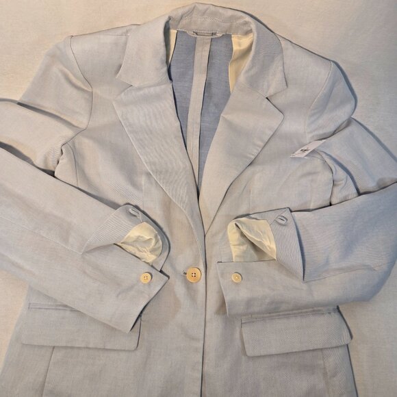 BANANA REPUBLIC Office Sirencore Light Blue Linen Long & Lean Blazer Size 10. - Picture 8 of 16